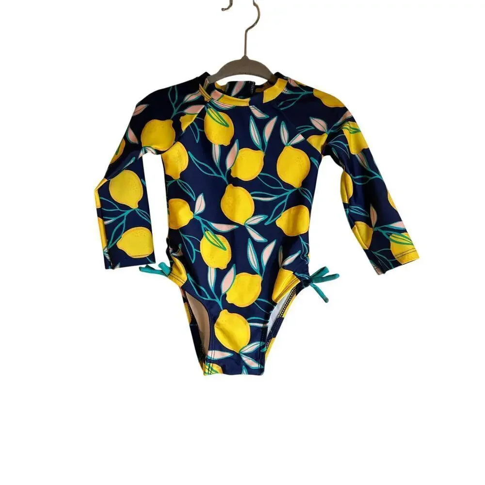 CAT & JACK Girl’s One Piece Long Sleeve Zip Up Swimsuit / Size: 12 Months